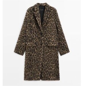 Massimo Dutti long textured animal print coat (Wool and Alpaca blend)